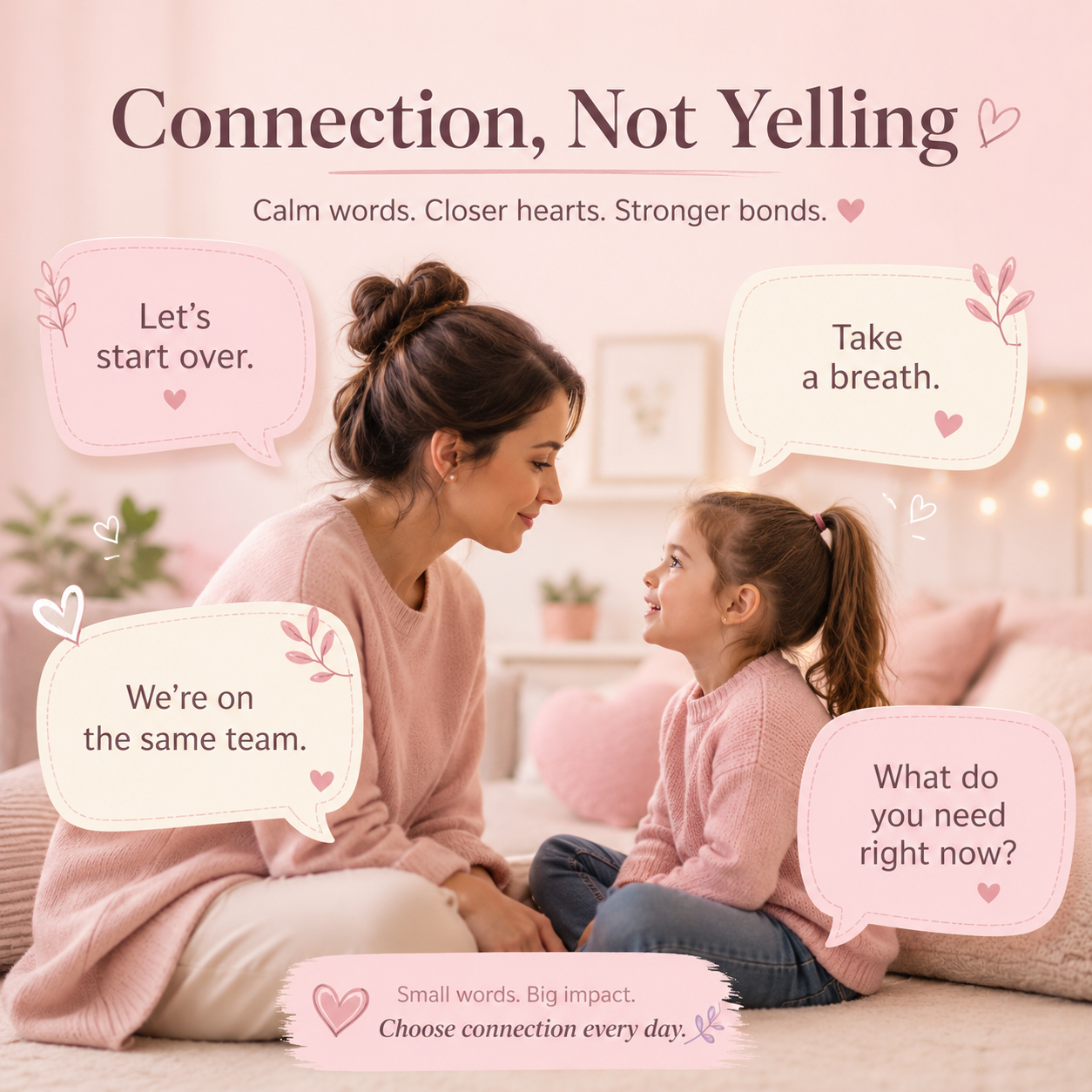 Mother and daughter calm parenting connection