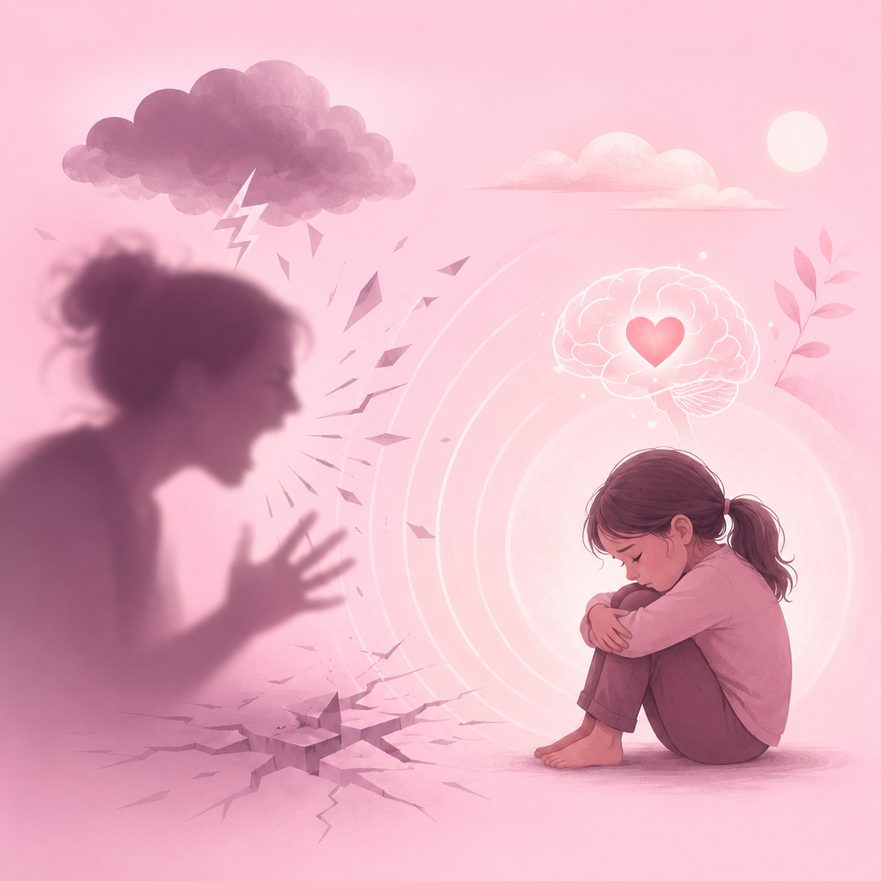 Emotional effects of yelling on children illustration